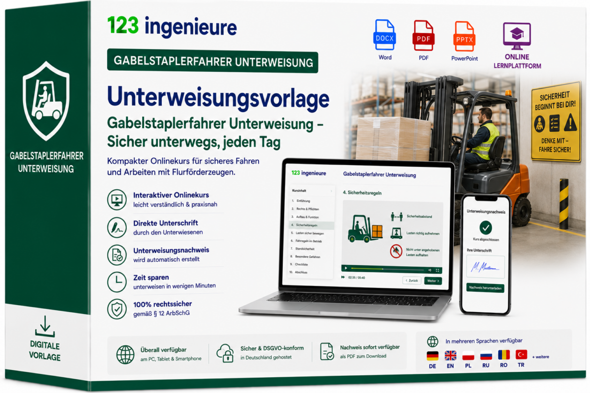 Unterweisung Staplerfahrer online Gabelstapler inklusive unterweisungsnachweis
