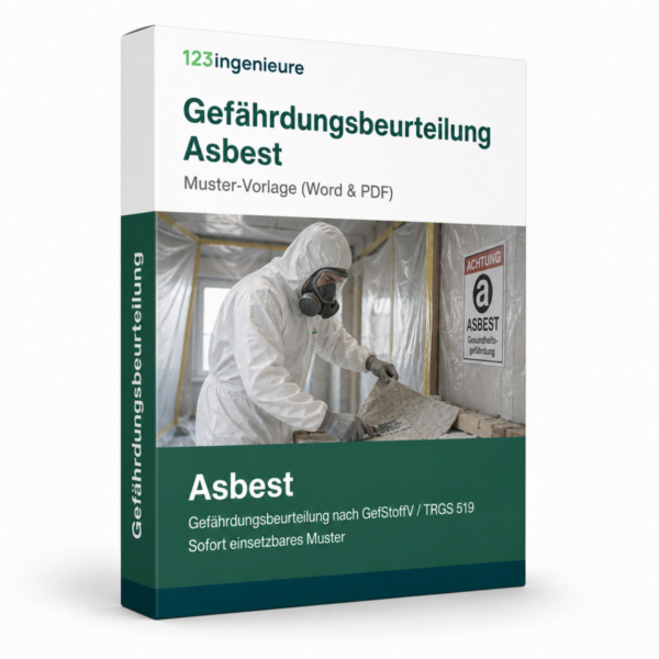 Gefährdungsbeurteilung Asbest – Muster, Vorlage, Word und PDF für den sicheren Umgang mit Asbest.