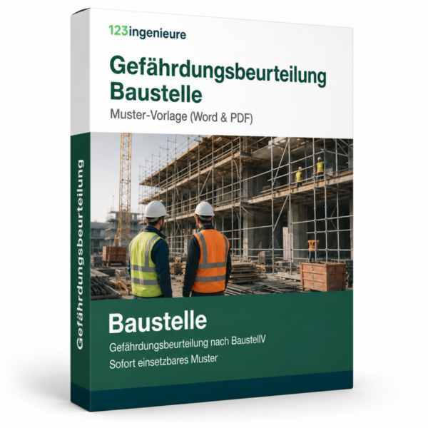 Gefährdungsbeurteilung Baustelle – Muster, Vorlage, Word und PDF für die rechtssichere Dokumentation.