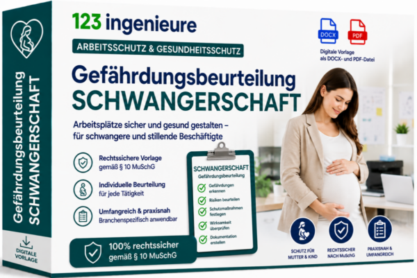 Gefährdungsbeurteilung Schwangerschaft von 123Ingenieure – rechtssichere Vorlage gemäß Mutterschutzgesetz (MuSchG) zur sicheren Gestaltung von Arbeitsplätzen für schwangere und stillende Beschäftigte als digitale DOCX- und PDF-Datei.