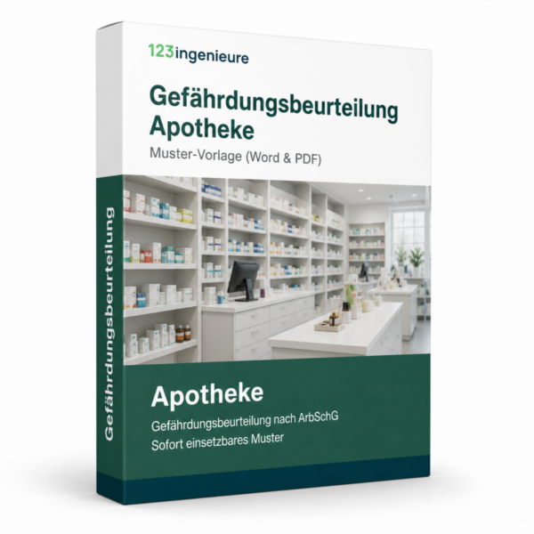 Gefährdungsbeurteilung Apotheke – Muster, Vorlage, Word und PDF für die rechtssichere Dokumentation.