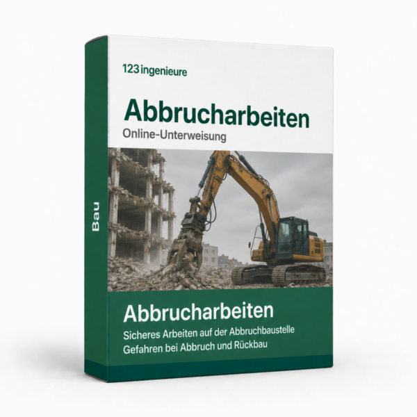 Unterweisung Abbrucharbeiten – online Software, Muster und Vorlage für sicheres Arbeiten auf Abbruchbaustellen.