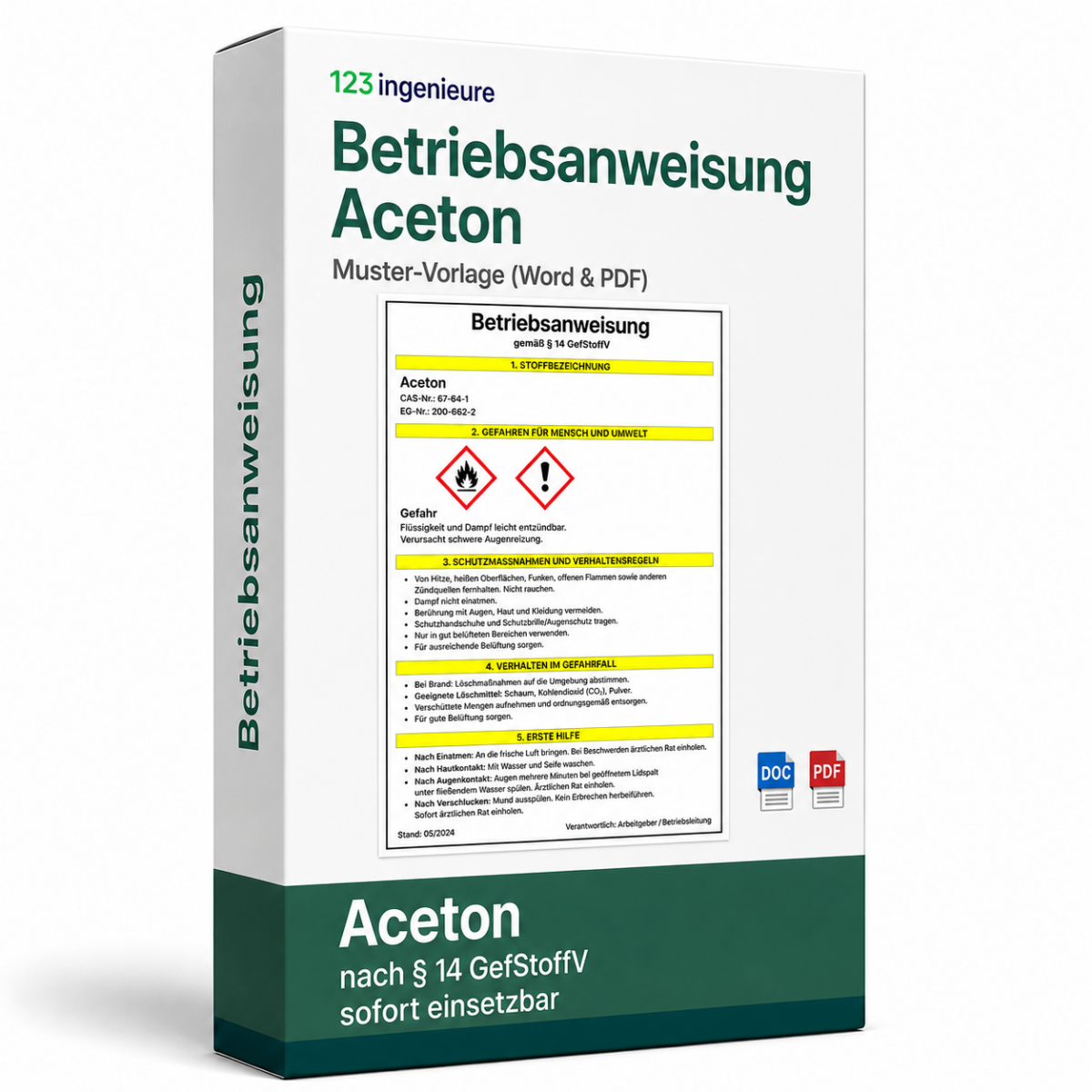 Betriebsanweisung Aceton Muster Vorlage als Word und PDF