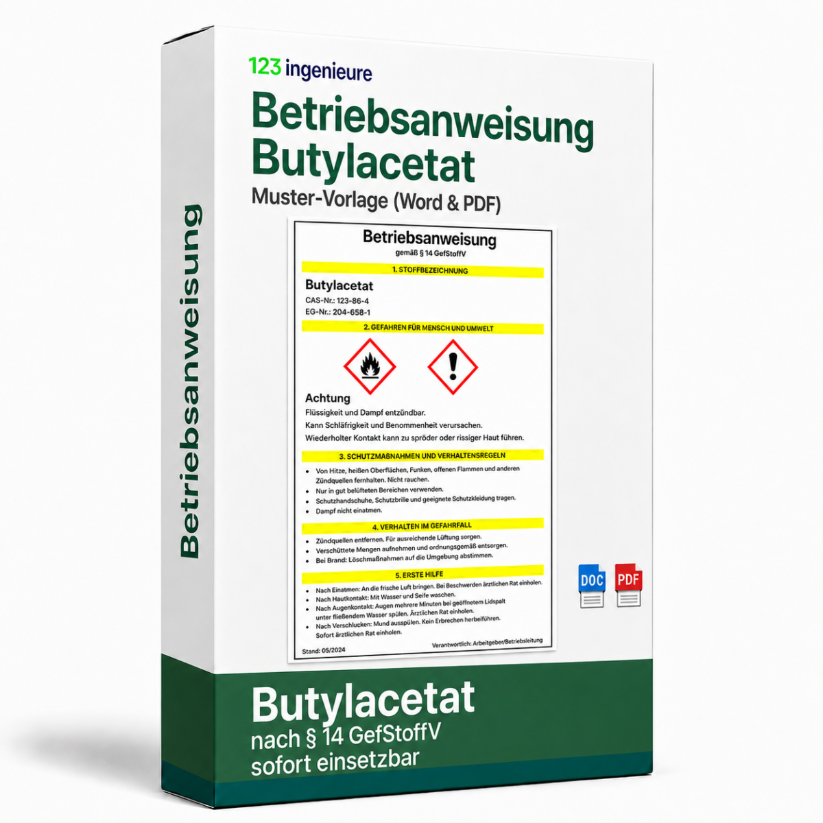 Betriebsanweisung Butylacetat Muster Vorlage als Word und PDF