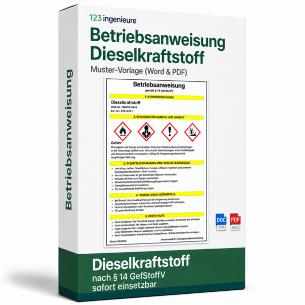 Betriebsanweisung Dieselkraftstoff Muster Vorlage als Word und PDF