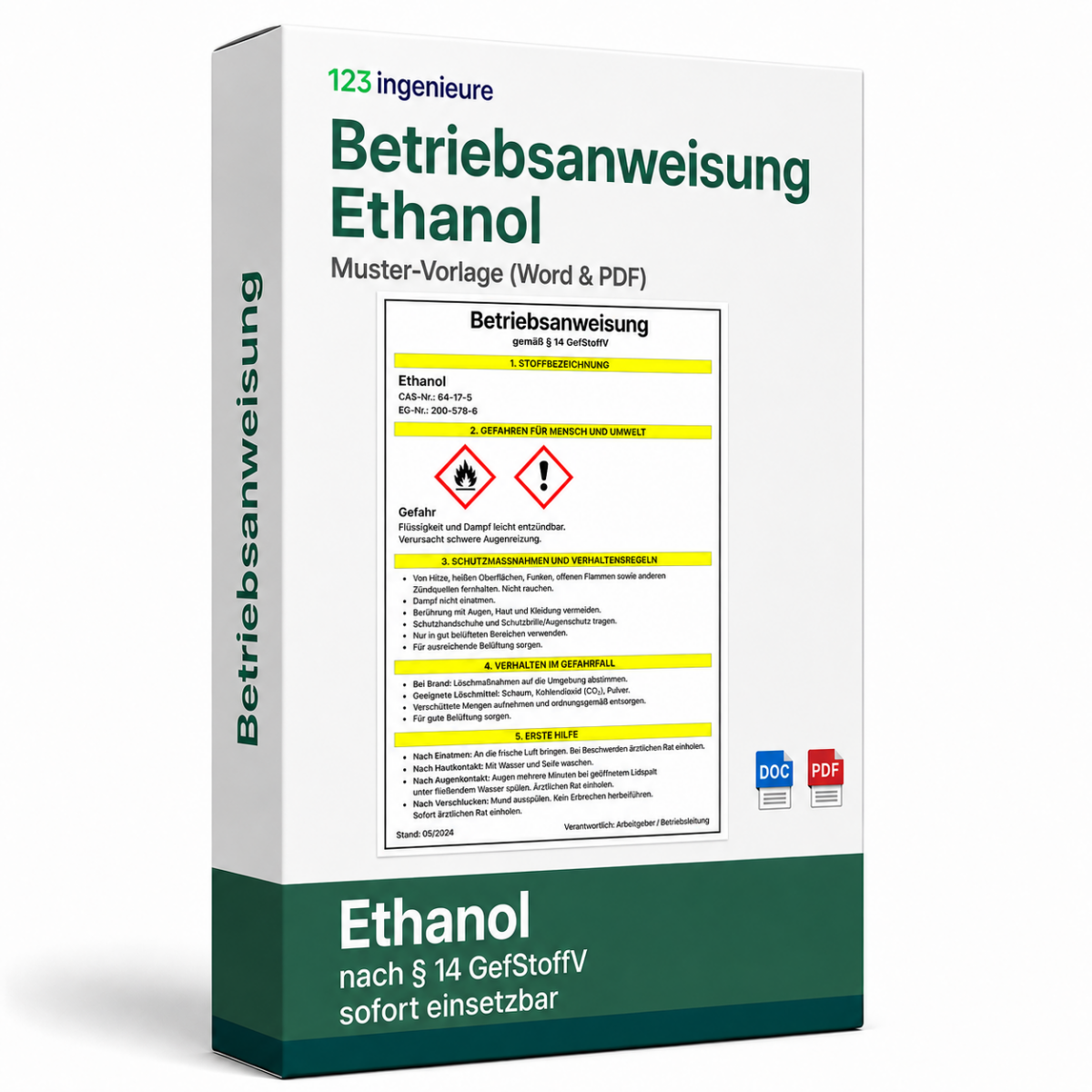 Betriebsanweisung Ethanol Muster Vorlage als Word und PDF