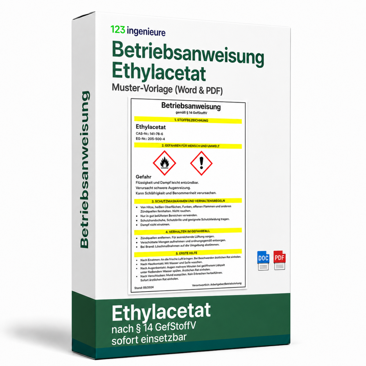 Betriebsanweisung Ethylacetat Muster Vorlage als Word und PDF