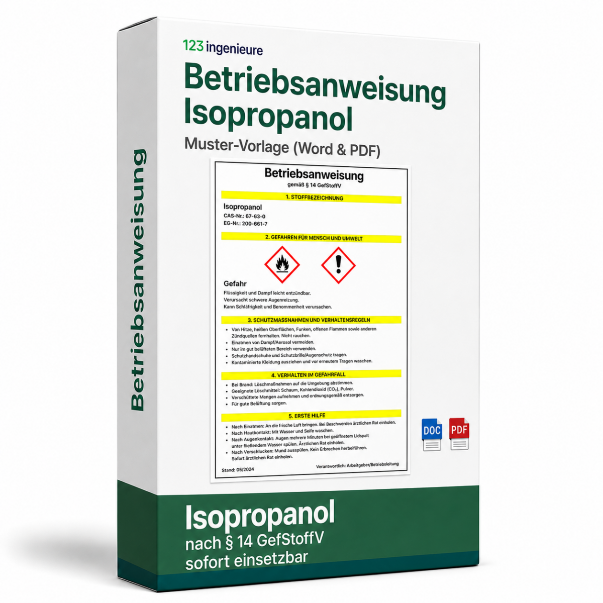 Betriebsanweisung Isopropanol Muster Vorlage als Word und PDF