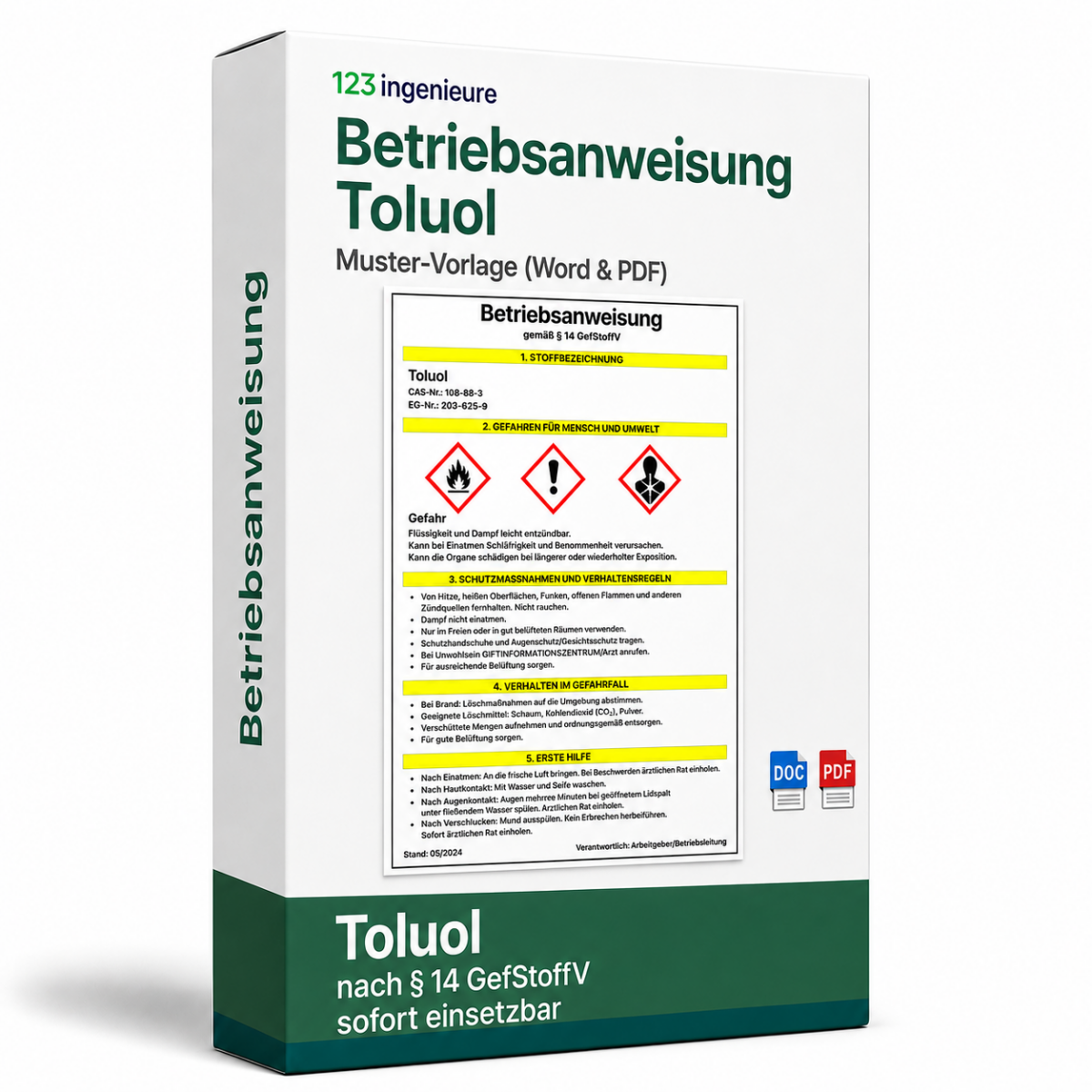 Betriebsanweisung Toluol Muster Vorlage als Word und PDF