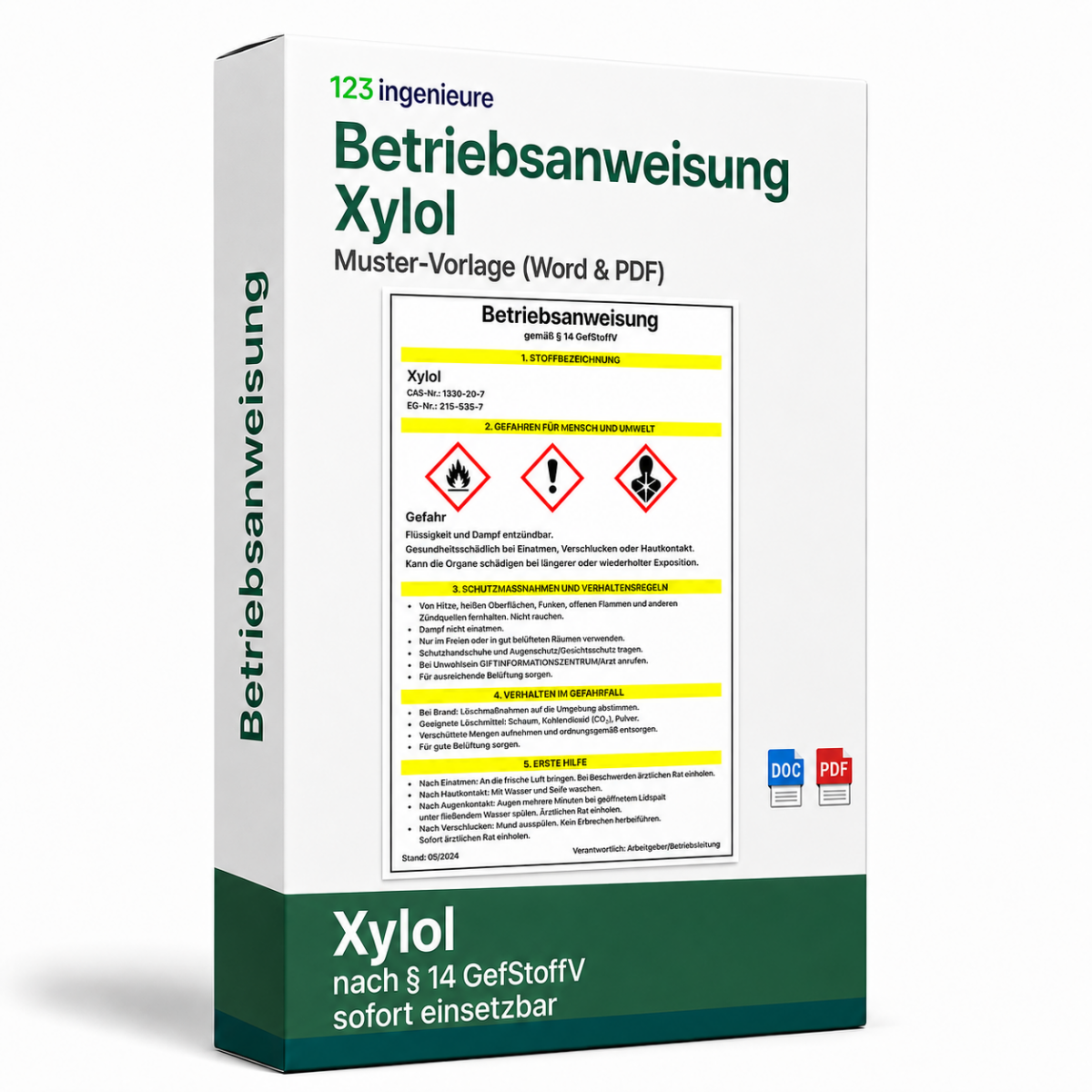 Betriebsanweisung Xylol Muster Vorlage als Word und PDF