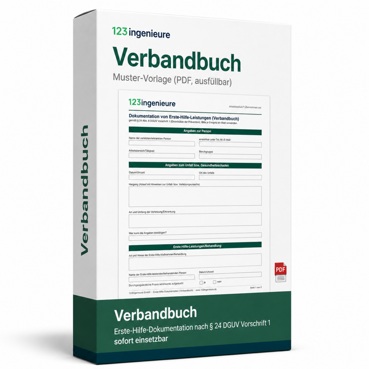 Verbandbuch Vorlage für Erste-Hilfe, ausfüllbares Muster als PDF zur rechtssicheren Dokumentation
